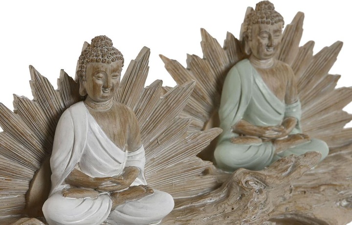 Actual product image Esprit Deko-Figur Home ESPRIT Weiss grün Buddha Orientalisch 30 x 6 x 15 cm (2 Stück)