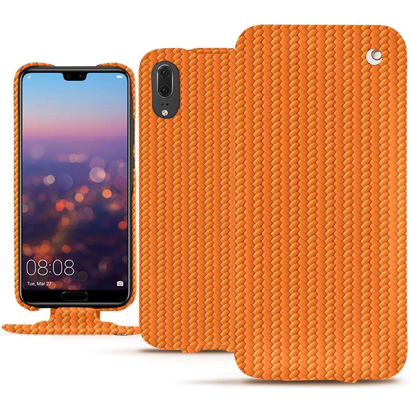 Noreve Lederschutzhülle vertikal (Huawei P20), Smartphone Hülle, Orange