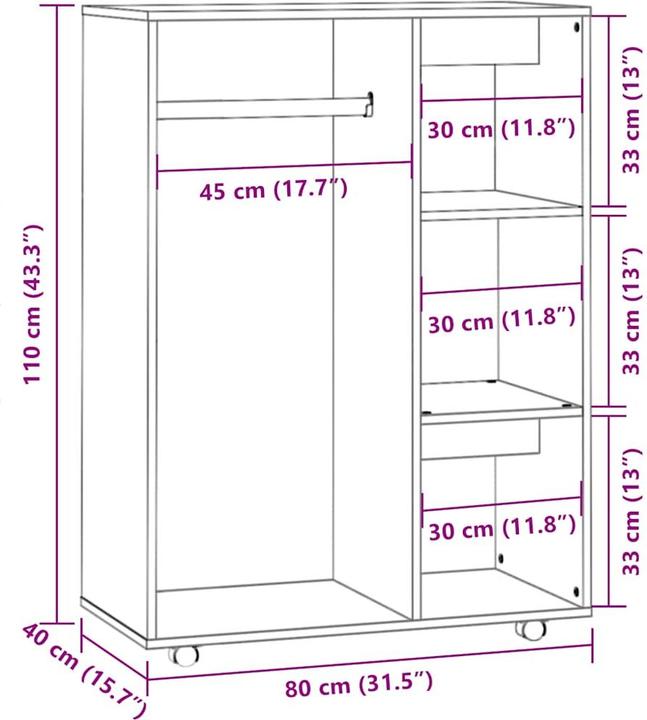 Image du produit vidaXL Kleiderschrank (80 x 40 x 110 cm)
