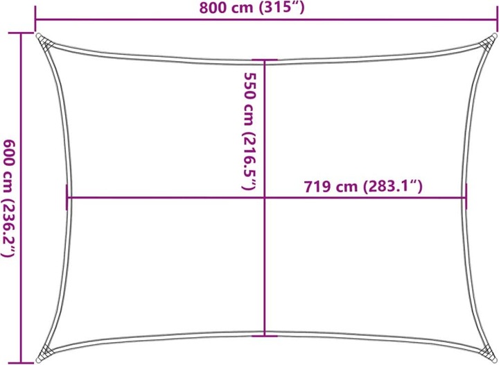 Actual product image VidaXL Sonnensegel 160 g/m² Rechteckig HDPE (6 x 8 m)