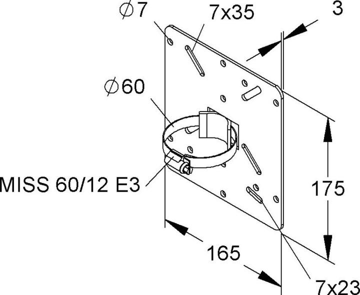 Actual product image Niedax NIE MIMPA 60/175 F mounting plate H175mm D60mm fire-retardant.