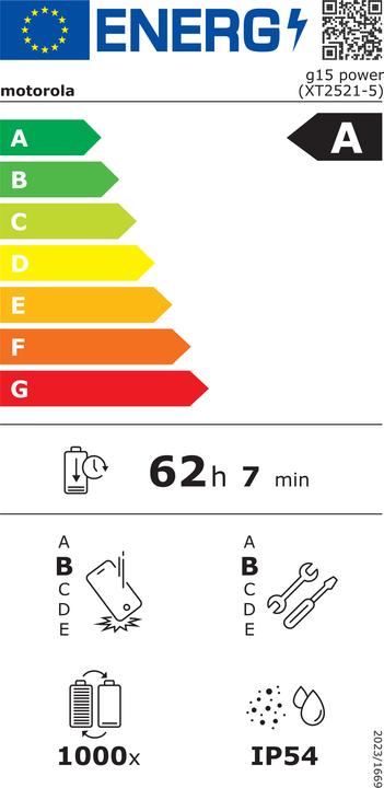 Energielabel Motorola Moto G15 Power (512 GB, Zwaartekracht Grijs, 6.72", Dubbele SIM, 4G)