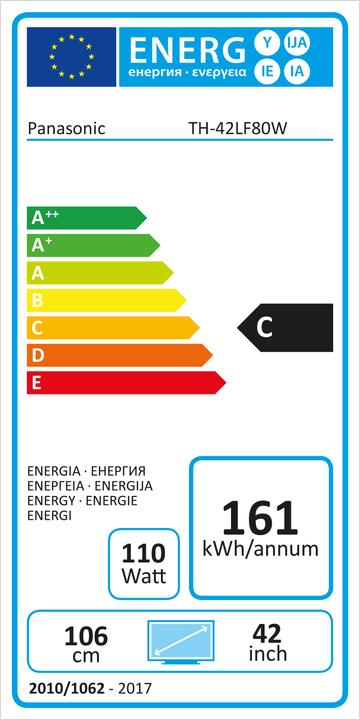 Energy Label Panasonic TH-42LF80W Public Display (1920 x 1080 pixels, 42")