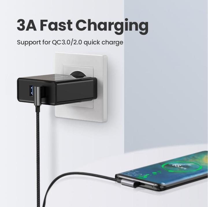 Image du produit Ugreen Câble de recharge rapide USB C à angle droit (0.50 m, USB 2.0)