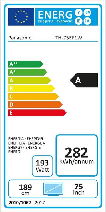 Energie-Label Panasonic TH-75EF1 Public Display (1920 x 1080 Pixel, 75")