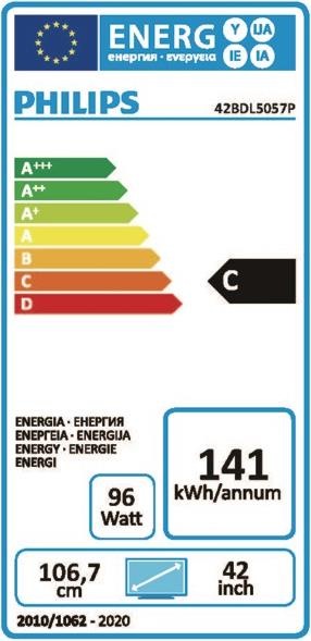 Energie-Label Philips 42BDL5057P/00 Public Display (1920 x 1080 Pixel, 42")