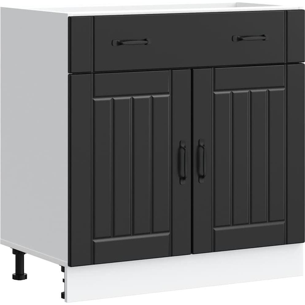 VidaXL, Regal, Küchen-Unterschrank Lucca Schwarz Holzwerkstoff Spülenunterschrank (80 x 46 x 81.5 cm)