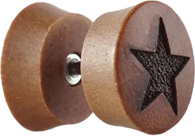 Immagine prodotto Star Piercing Tappo finto in legno di Sawo con stella (senza ottone, Organico)