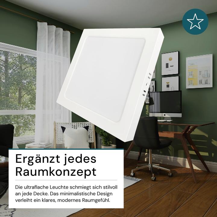 Produktbild Luxula LED-Deckenleuchte, 6W, EEK: F, 600lm, CCT, IP44, quadrat, weiss (600 lm)
