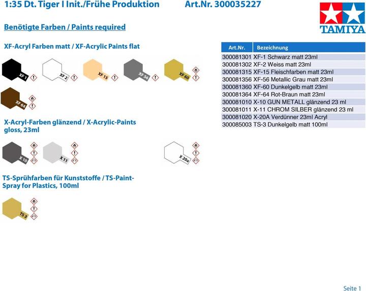 Produktbild Tamiya 1:35 WWII Tiger I Init./Frühe Produktio