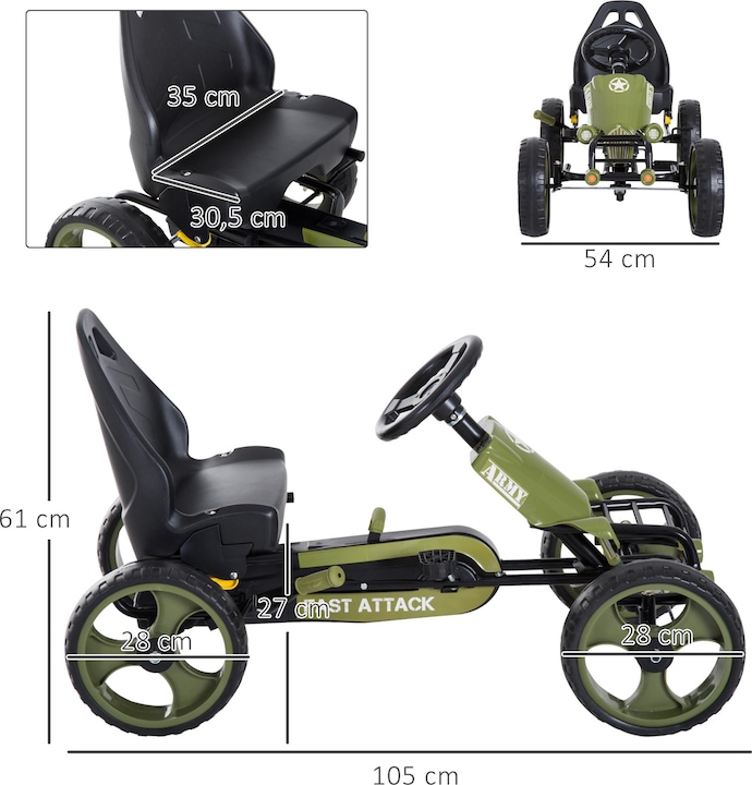 Actual product image Homcom Go-kart 35kg 3-8