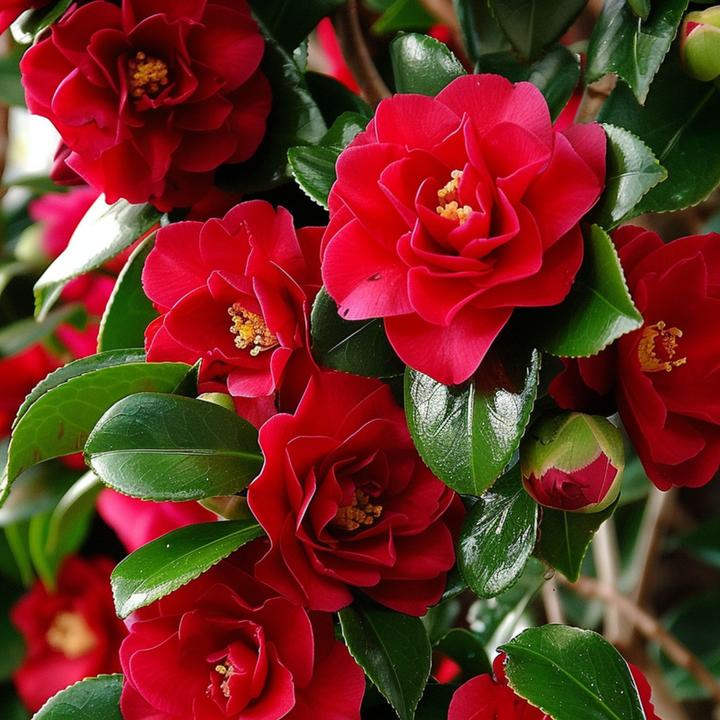 Actual product image Plant in a Box Camellia japonica Lady Campbell - Set of 2 Japanese roses (50 cm)