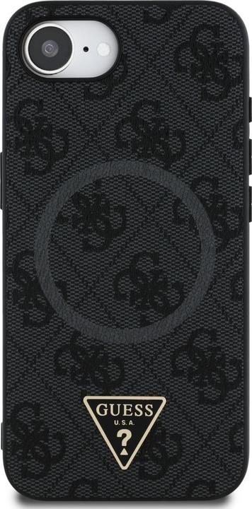 Actual product image Guess Back panel cover PU 4G Strass Triangle Metal Logo Case for iPhone SE4 Black (Apple iPhone 16e)