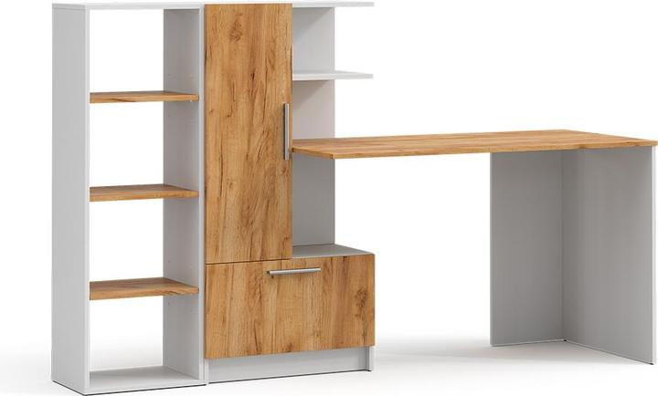 Produktbild Vicco Schreibtisch Tomy, Weiss/Goldkraft Eiche, 150 x 59 cm 2er Set (150 x 59 x 120 cm)