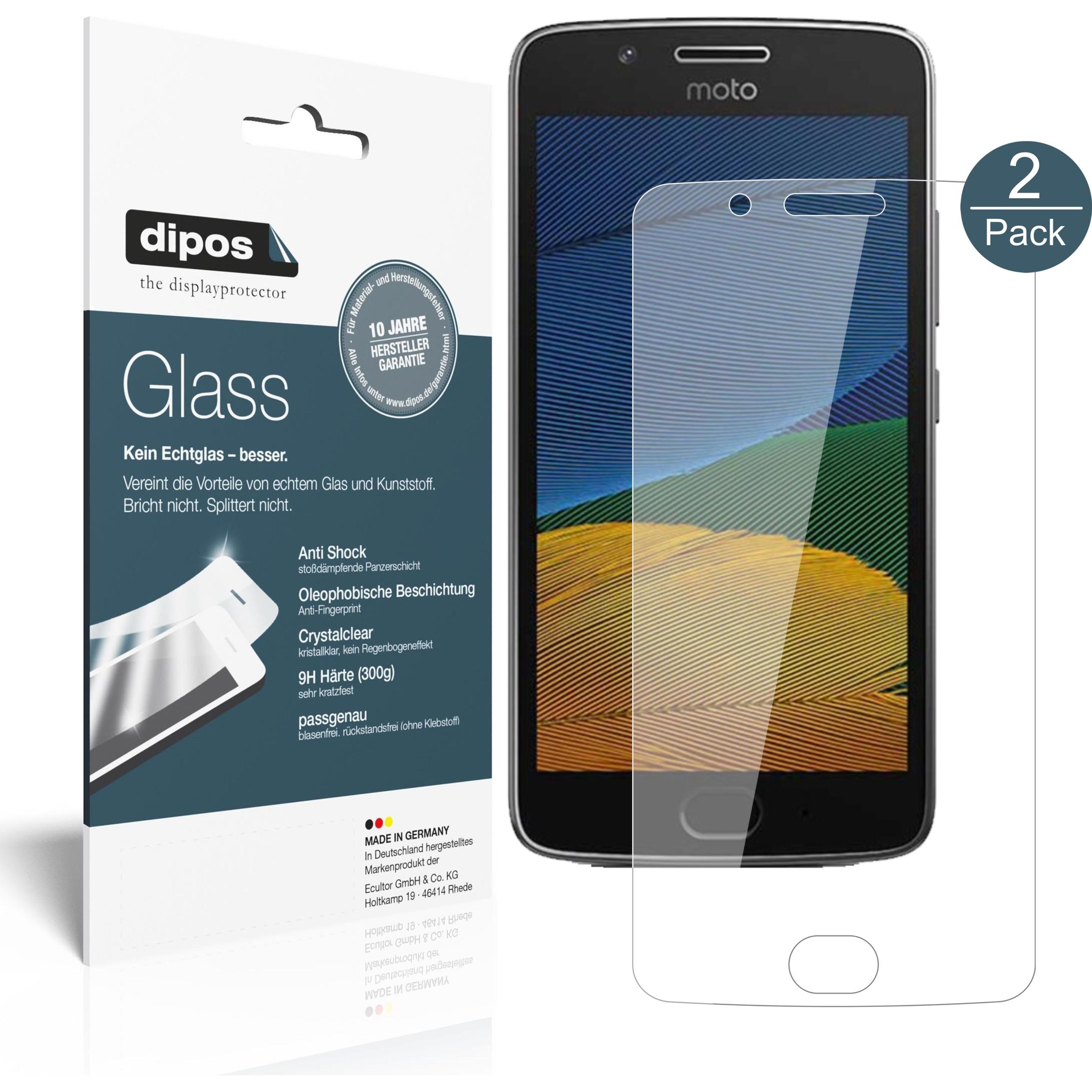 Dipos Displayschutz Anti-Shock (2 Stück, Motorola Moto G5 Plus), Smartphone Schutzfolie, Transparent