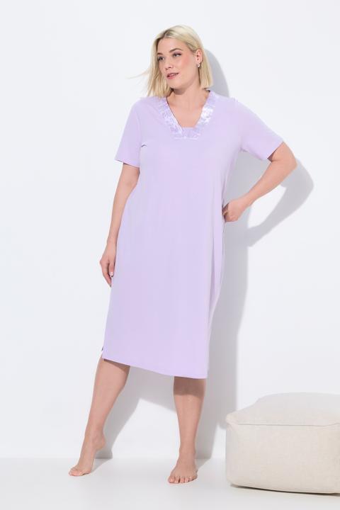 Actual product image Ulla Popken Satin Trim Short Sleeve Nightgown (42, 44)