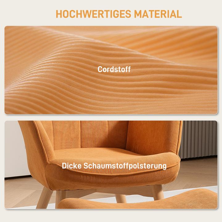 Produktbild Homcom Ohrensessel mit Hocker Kord Braun