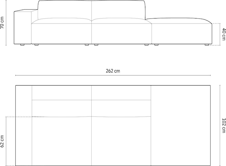 Actual product image Micadoni Boucle Right Sofa, "Jodie", 3 Seats, 262x102x70Made in Europe (4-seater, 2 person sofa, 3-seater)