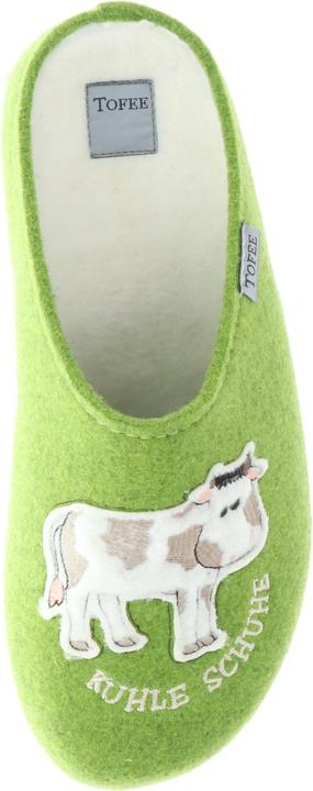 Produktbild Tofee Damen Hausschuhe Pantoffeln Pantoletten Slipper Naturwollfilz Kuh (Kuhle Schuhe) grün (40)