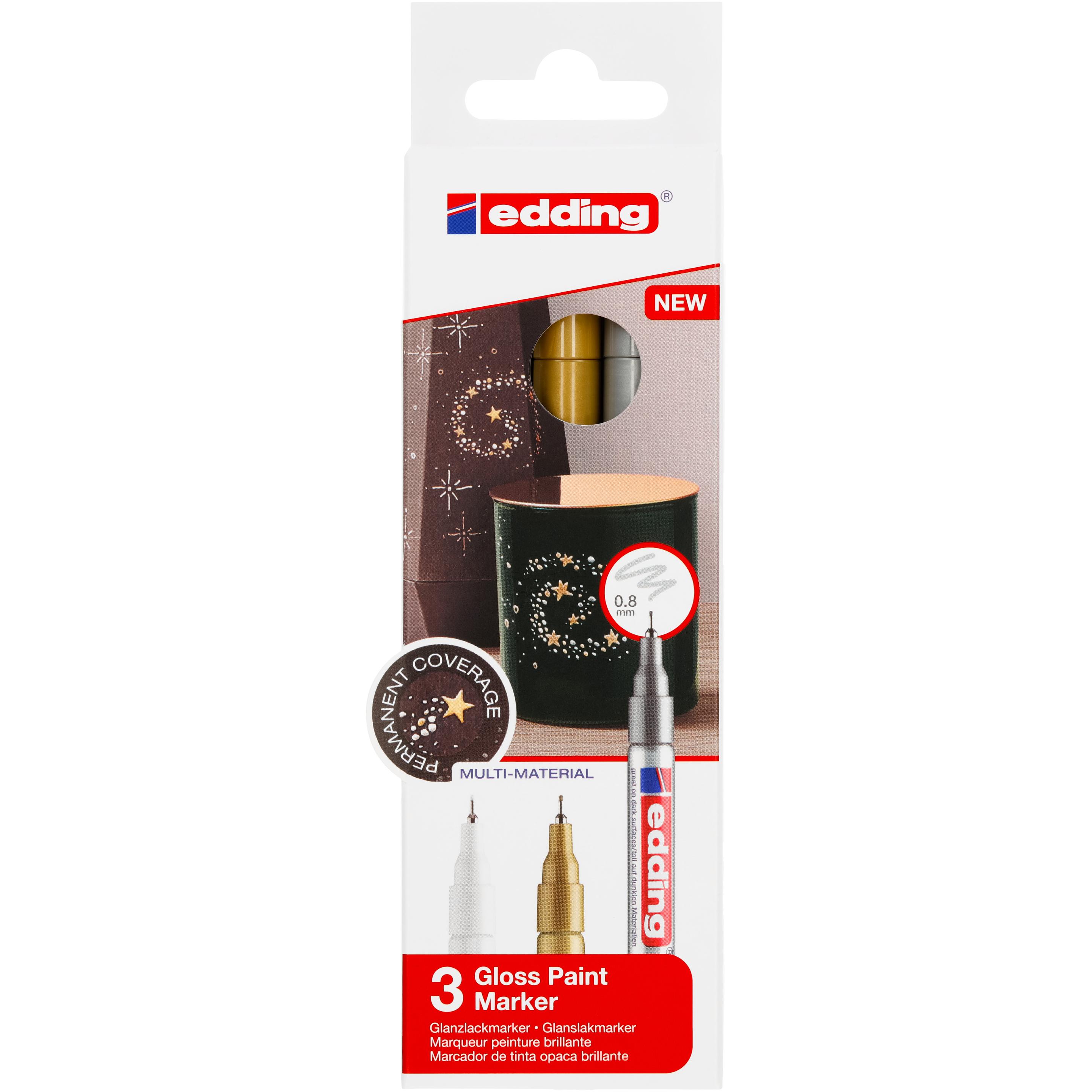 Edding, Marker, 780 - Glanzlack-Marker (Multicolor, 0.80 mm, 3 x)