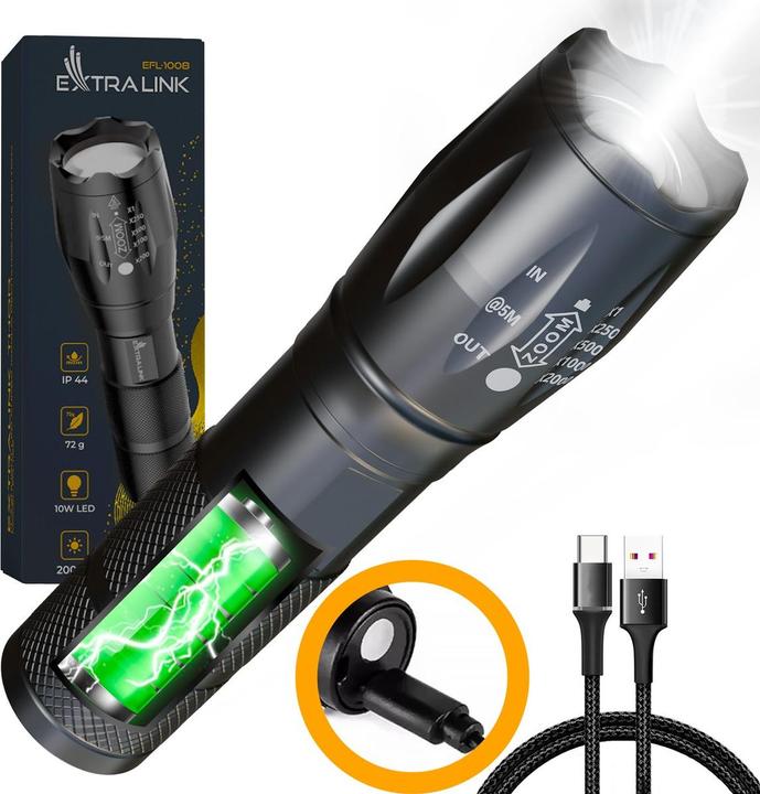 Actual product image Extralink EX.30707 flashlight Black Hand flashlight SMD LED (3.40 cm, 400 lm)