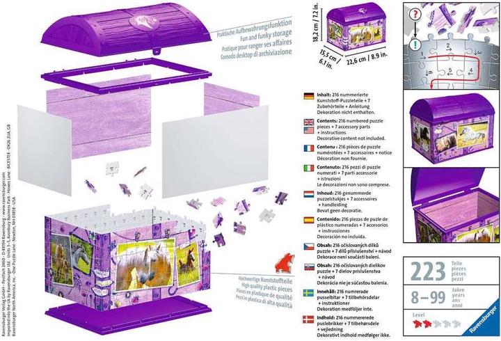 Actual product image Ravensburger 3D - treasure chest horses (216 pieces)