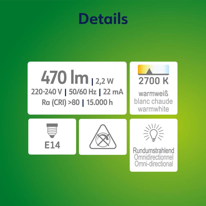 Image du produit Müller Licht ML LED Fil.Bougie 2,2W E14 clair (E14, 4 W, 470 lm, 1 x, A)