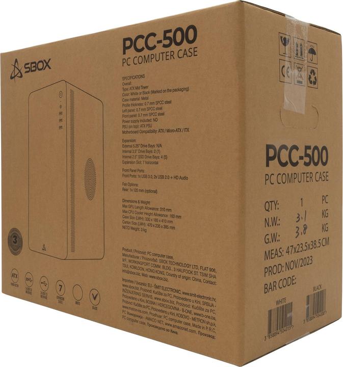 Image du produit Sbox PCC-500 Noir ATX (ATX, mATX, Mini-ITX)