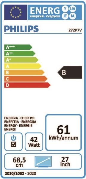 Energy Label Philips P-line 272P7VPTKEB (3840 x 2160 Pixels, 27")