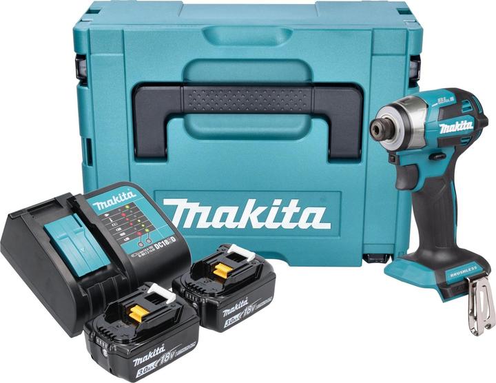Produktbild Makita DTD 173 SFJ Akku Schlagschrauber 18 V 180 Nm 1/4“ Brushless + 2x Akku 3,0 Ah + Ladegerät +