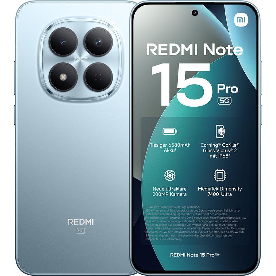 Xiaomi REDMI Note 15 Pro 5G (512 GB, Blau, 6.83", Dual SIM, 5G), Smartphone, Blau