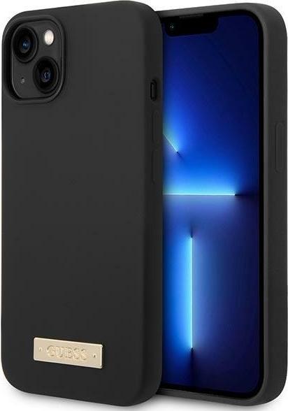 Guess GUHMP14SSBPLK iPhone 14 6,1" czarny/black hard case Silicone Logo Plate MagSafe (Apple iPhone 14)