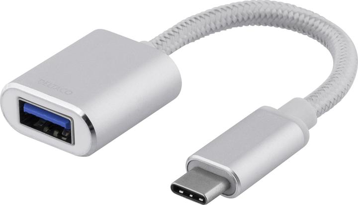 Image du produit Deltaco Adaptateur OTG, USB-C pour USB-A - Argent (0.10 m)