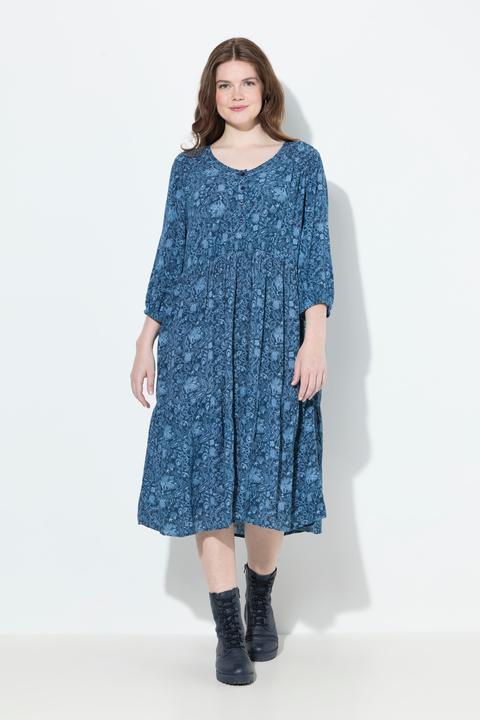 Actual product image Ulla Popken Floral Paisley 3/4 Sleeve Dress (62)