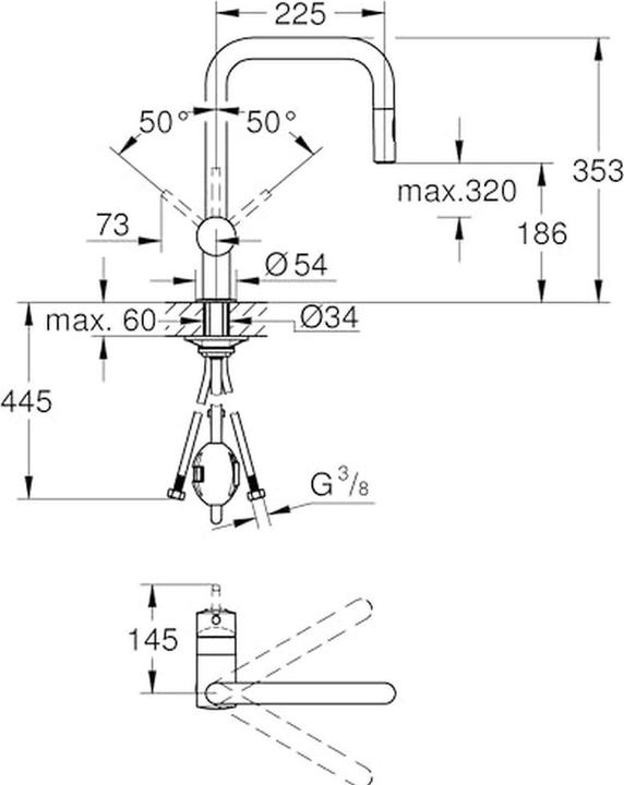 Immagine prodotto Grohe Küchenarmatur mit Handbrause Minta chrom glänzend 32322002