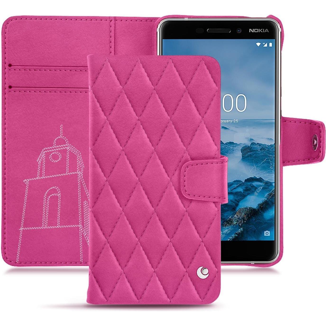 Noreve Lederschutzhülle Wallet (Nokia 6 (2018)), Smartphone Hülle, Rosa