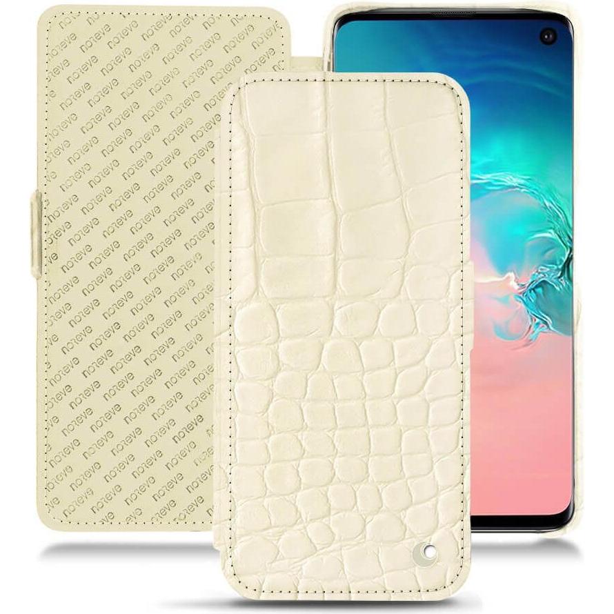 Noreve Lederschutzhülle horizontal (Samsung Galaxy S10e), Smartphone Hülle, Weiss