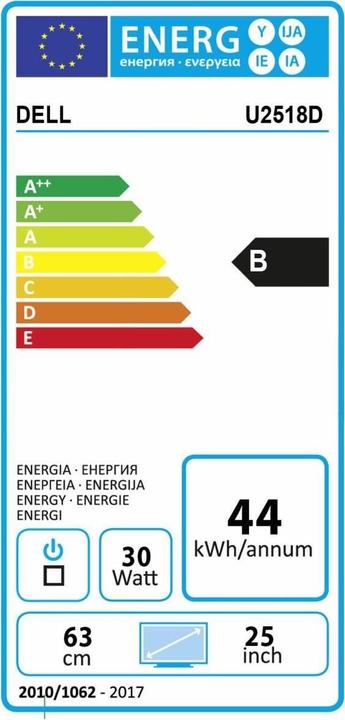 Energy Label Dell U2518d (2560 x 1440 pixels, 25")