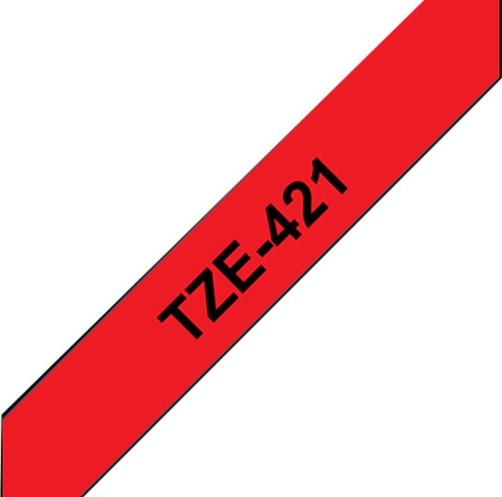 Actual product image Brother Tze-421 (0.90 cm, Red, Black)