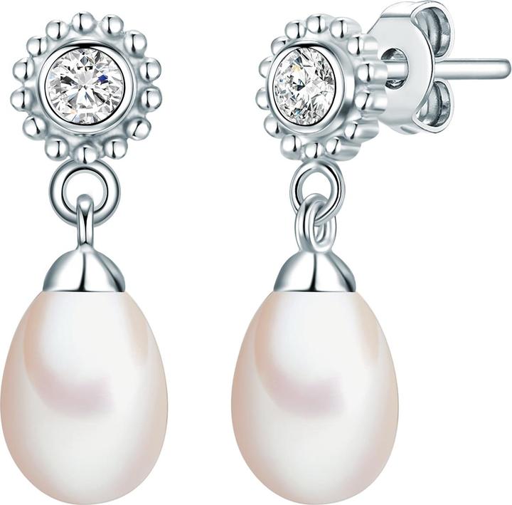 Immagine prodotto Valero Pearls Fiore da donna in argento sterling con zirconia cubica e perla d'acqua dolce - 3590 (-, Argento 925)