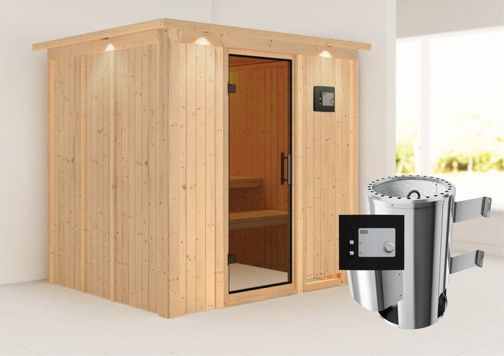 Actual product image Karibu Daria with roof wreath (Plug & Play 3.6 KW external control)