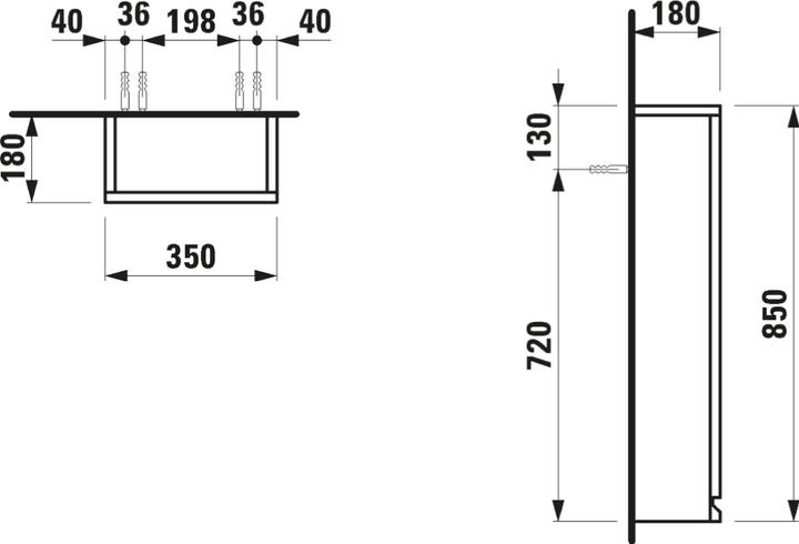 Produktbild Laufen Hängeschrank PRO kl 350x850x180mm Scharn. links weiss matt