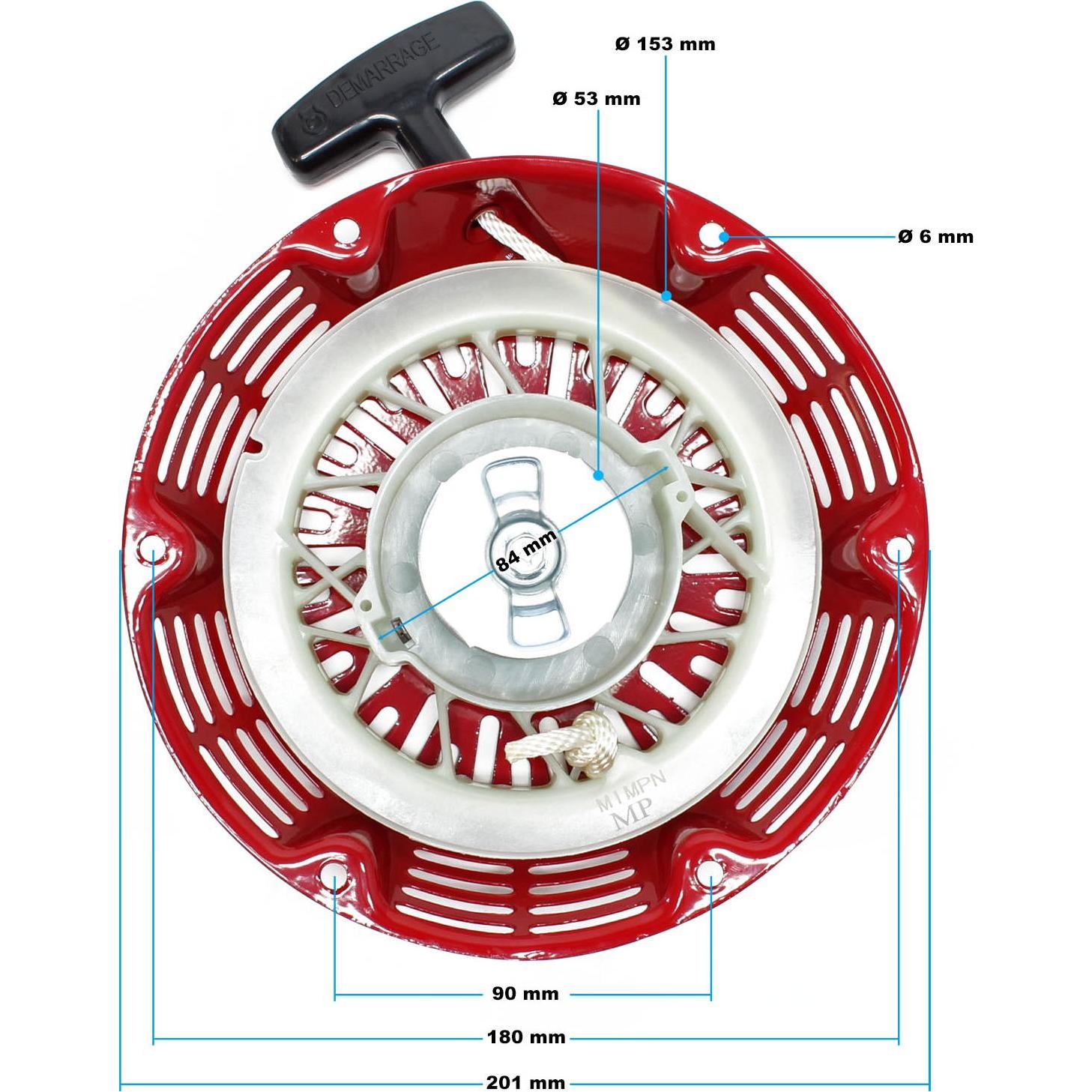 Thumbnail - Wiltec, Zubehör Gartenmaschinen, Benzinmotor 9 PS Ersatzteil Handstarter Seilstarter Handseilstarter Handseil