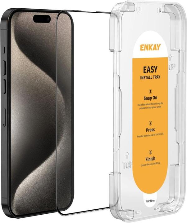 Actual product image Enkay Easy Glass armoured glass screen protector (1 pcs., Apple iPhone 15 Pro)