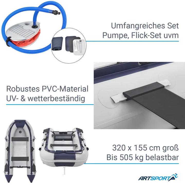Immagine prodotto Juskys Schlauchboot mit Sitzbänken (320 cm, 4 Persone)