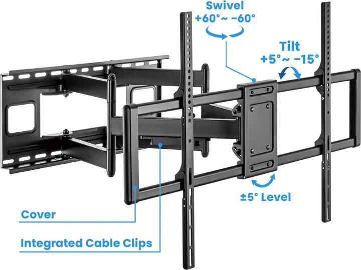 Produktbild Manhattan TV-Wandhalterung 60"-120" 120kg FullMotion (Wand, 120", 120 kg)
