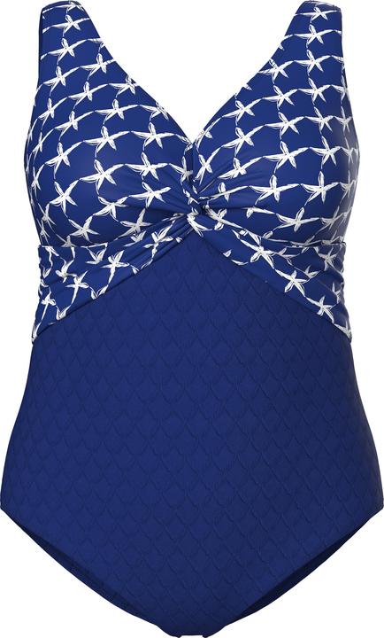Image du produit Ulla Popken Maillot de bain avec bonnets souples, noeuds fantaisie et imprimé étoiles de mer, matière recyclée (44)