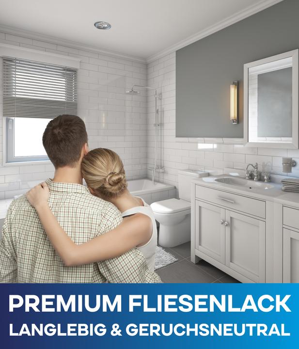 Produktbild Plid Fliesenlack 0,75l Weiss glänzend, für ca. 8m² / Fliesenfarbe Lack - Bad/Küche (Glänzend, Weiss, 0.75 l)