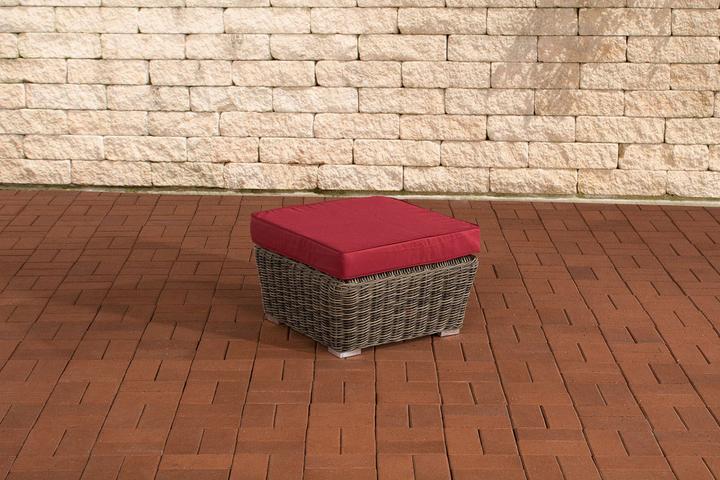 CLP Footstool Mandal Ruby Red Grey Marbled