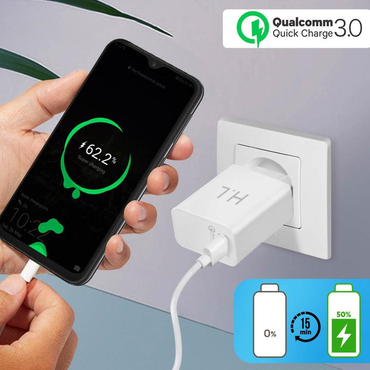 Produktbild Avizar Qualcomm Quick Charge 3.0 3A Netzteil + Lightning Kabel (18 W)